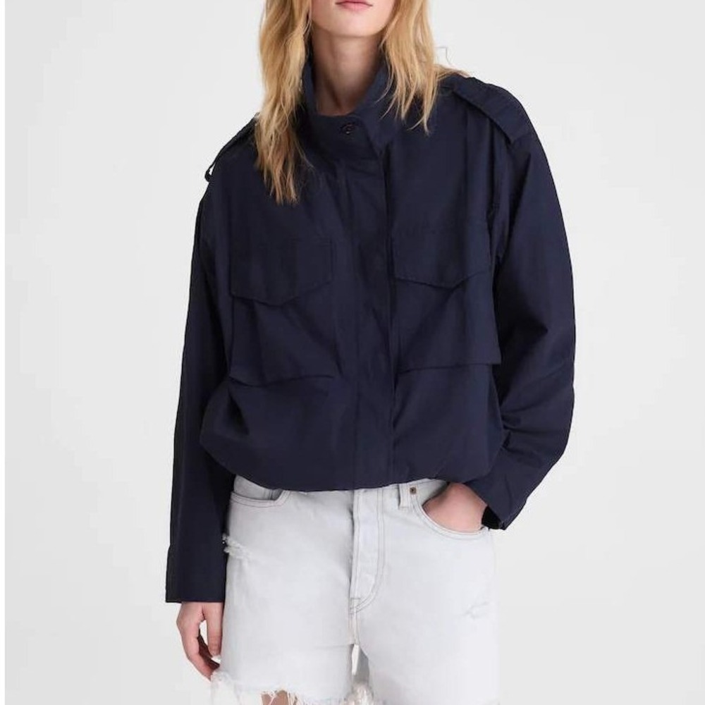 NWT Madewell Field Jacket in Washed Poplin in Navy, Size L, $148 Retail